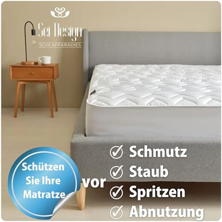 Matratzenschoner Topper 90x200 cm Premium Matratzenauflage SEI Design, Bettauflage - ergonomisch gesteppt mit 4X Gummi-Befestigung – Bild 7
