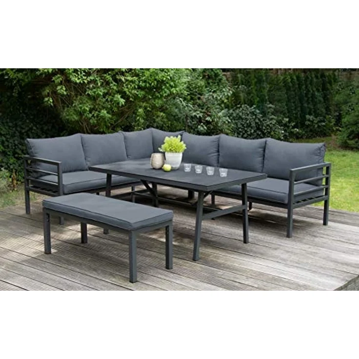 Green Spirit Loungeset »San Menaio« Lounge Set Ecklounge Loungemöbel Essgruppe Gartenmöbel, (Set, 4-tlg, Essgruppe für 7-8 Personen), mit verstellbarem Kopfteil, als Sonnenliege verwendbar – Bild 2