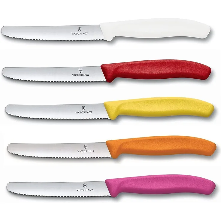 Victorinox Tomatenmesser Brötchenmesser Tafelmesser Set 5-teilig Swiss Classic (Bunter Mix)