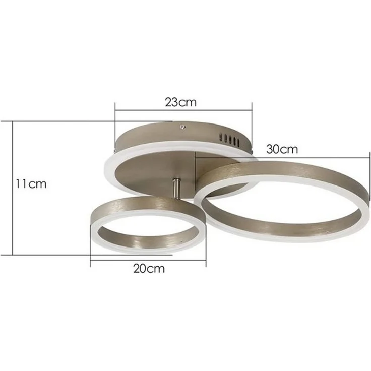 Nettlife LED Deckenleuchte Gold 3 Ringe Wohnzimmer Dimmbar 46W mit Fernbedienung 50CM, Dimmbar, LED fest integriert, Wohnzimmer Schlafzimmer Küche Esszimmer Büro – Bild 4