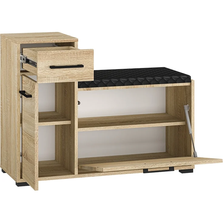 Schuhschrank mit Bank Eiche hell CHEB-131 – Bild 3