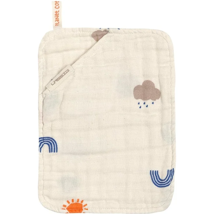 LÄSSIG Baby und Kinder Musselin Set Kapuzenhandtuch und Waschhandschuh/Muslin Set (Hooded Towel + Wash Glove) Blossom Nature – Bild 3