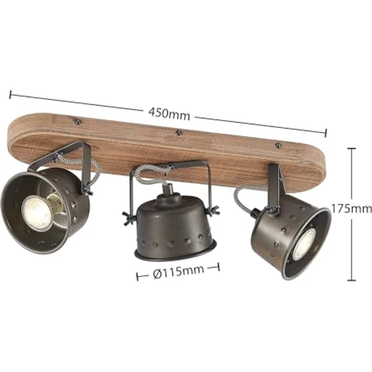 Lindby Strahler Rubinjo, Deckenleuchte in Schwarz, Retro Vintage Antik, 3-flammig GU10, dekorativer Deckenspot für Wohnzimmer und mehr – Bild 5