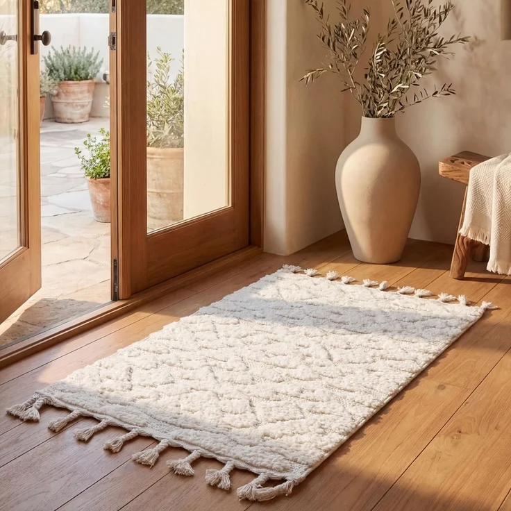 SAFAVIEH Shag Wohnzimmer, Esszimmer, Schlafzimmer - Morroccan Tassel Shag Collection, Hochpfahl, Elfenbein, 69 X 244 cm