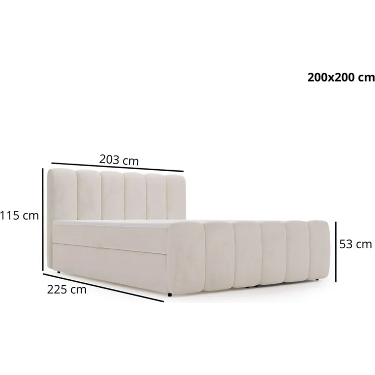 GRAINGOLD Cloud Boxspringbett 200x200, Bett mit Bettkasten, Velour-Stoff, mit Kopfteil, Dunkelgrau – Bild 2