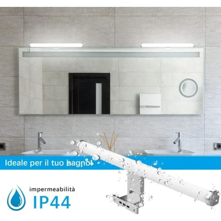 Aourow LED Spiegelleuchte für das Bad,Spiegellampe Badezimmer 40cm 10W 1200lm,Superhell Badlampe Spiegel Neutralweiß 4000K,IP44 Wasserdicht,Badezimmer Lampe Wand 230V,Klasse II – Bild 4