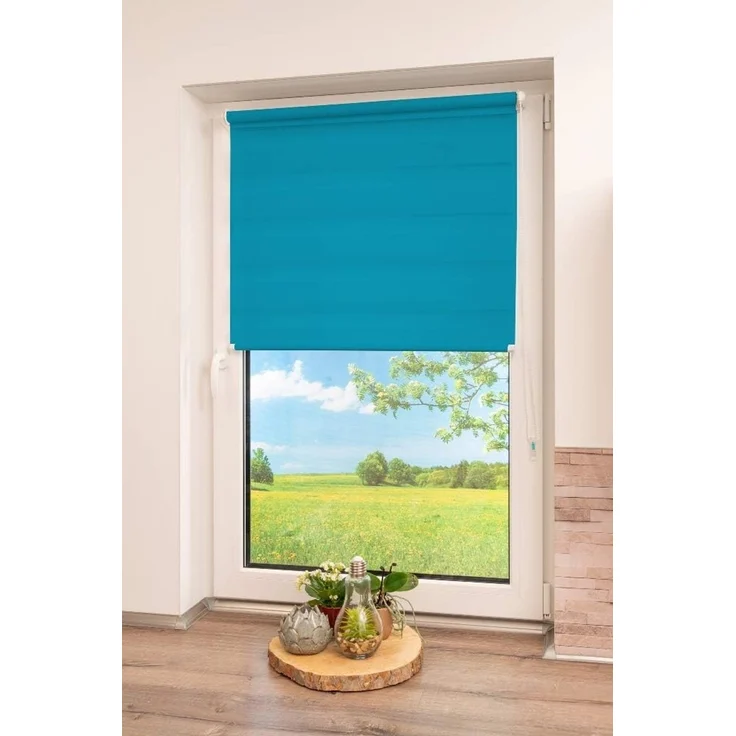 K-Home Klemmfix Doppelrollo Madrid ohne Bohren Petrol 45x150 cm (B x L) – Bild 4
