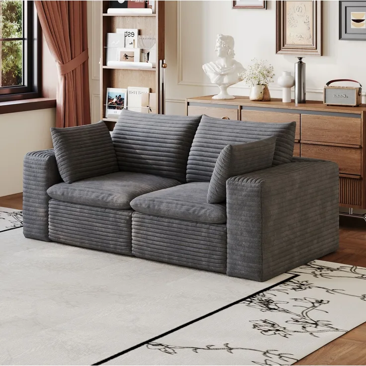 DESVIAE Sofa modular 180x60x90 cm aus Stoff in Dunkelgrau mit Schaumstofffüllung