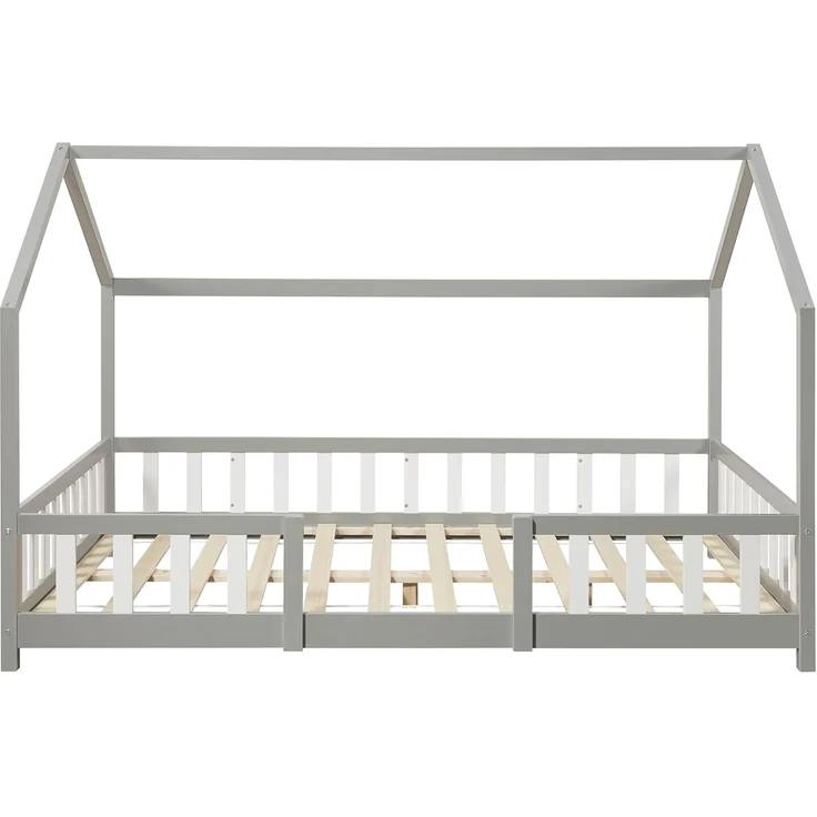 Kinderbett Sisimiut mit Matratze 120x200 cm Hellgrau / Weiß [en. casa] – Bild 5