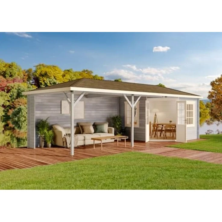 Alpholz Gartenhaus Modell Mississippi - 40 Gartenhaus aus Holz in Pinie Holzhaus mit 40 mm Wandstärke inklusive Terrasse Blockbohlenhaus mit Montagematerial – Bild 4