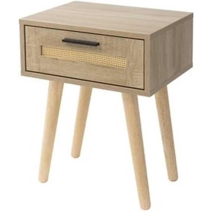 ML-DESIGN Nachttisch Nachtkommode Nachtschrank Nachtkonsole Nachtkästchen für Schlafzimmer (1-St), Beistelltisch Rattan mit 1x Schublade, laminierte Spannplatte Eiche – Bild 6