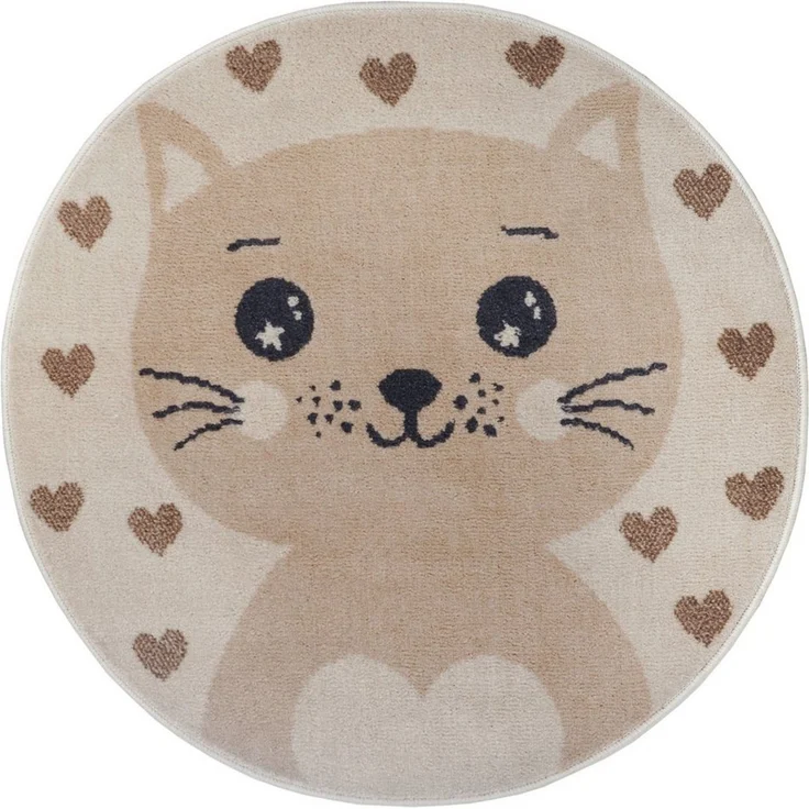 HANSE Home Kinderteppich Adventures Cat, rund, Höhe: 8 mm, Spielteppich, fest, Kinderzimmer, Kurzflor, Spielunterlage – Bild 1