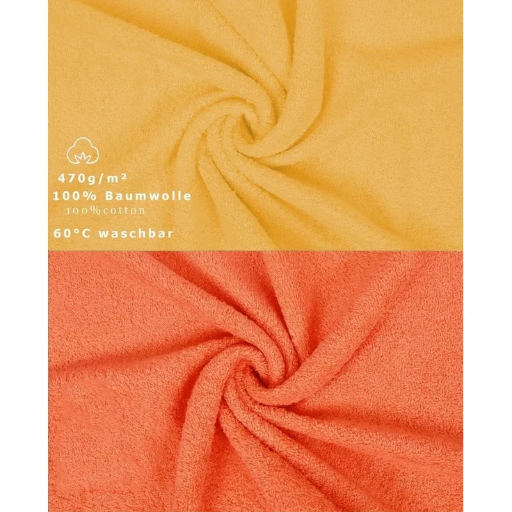 Betz Handtuch Set 12-TLG. Handtuch-Set Premium honiggelb/blutorange, Baumwolle, (12-tlg) – Bild 3
