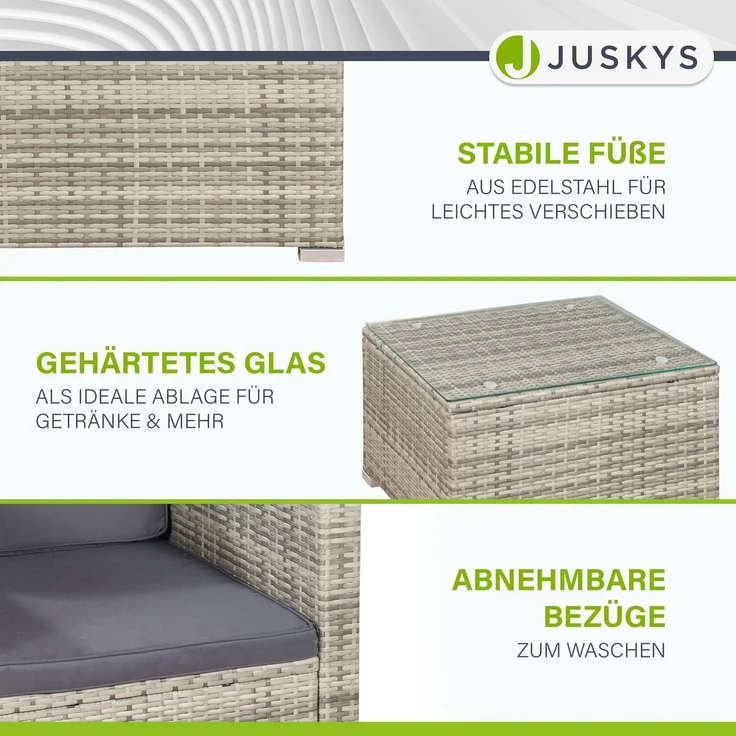 Juskys 'Punta Cana' Lounge, Polyrattan , Grau | Dunkelgrau, L – Bild 7