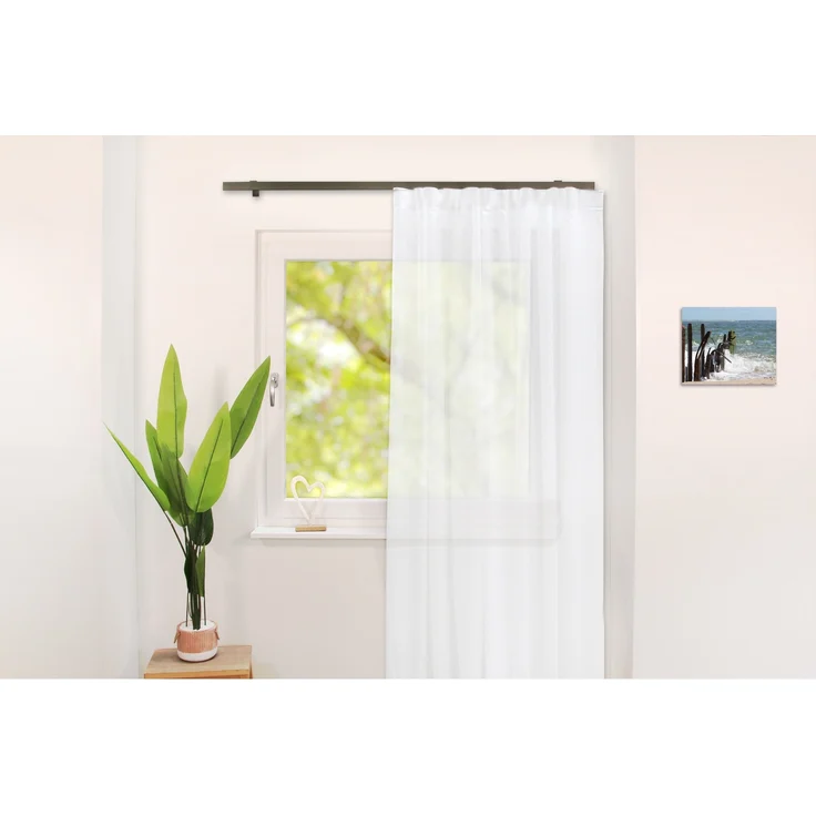 Deco-Raum® Gardinenschiene Innenlauf Loft | Länge: 110cm | Befestigung: Deckenträger | Material: Aluminium | Farbe: Edelstahl optik – Bild 4