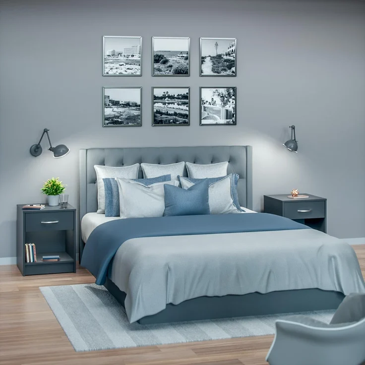 Casaria Nachttisch Hamburg (2-St), Schublade 50x40x35cm Boxspringbett Komforthöhe Schlafzimmer Holz – Bild 6