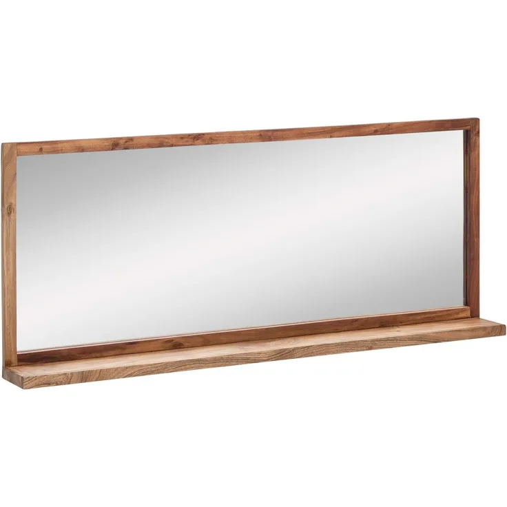 Wandspiegel Holz 138x60 cm Akazie braun mit Ablage rechteckig massivum Sydney Badspiegel rustikaler Spiegel Schlafzimmer