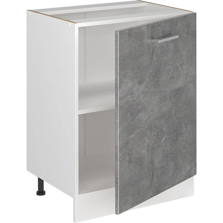 Küchenunterschrank R-Line Beton/Weiß 60 cm mit 1 Tür Arbeitsplatte Goldkraft Eiche Vicco – Bild 3