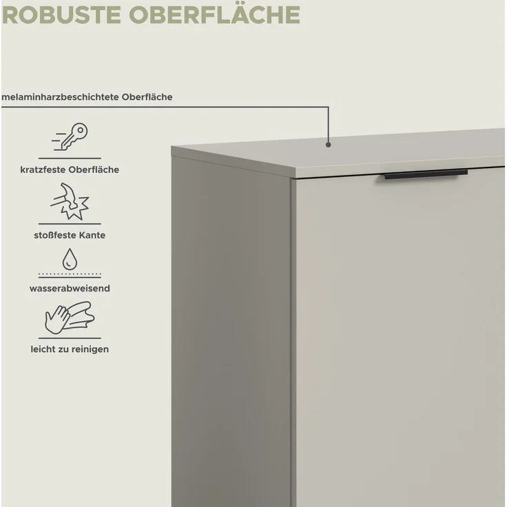 TV Lowboard B/H/T: 64x185x41 cm in Kaschmir Nachbildung und schwarz – Bild 8