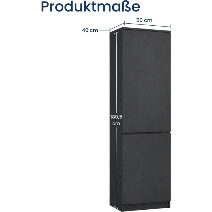 Home Collective Kleiderschrank Garderobenschrank Mehrzweckschrank Schrank platzsparend & vielseitig (50 x 40 x 180,5 cm (BxTxH), ideal für Schlafzimmer Flur & Arbeitszimmer) mit 2 Türig & 5 Einlegeböden in anthrazit – Bild 1
