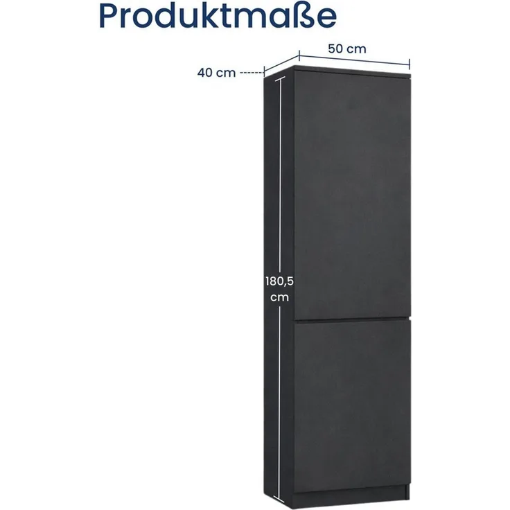 Home Collective Kleiderschrank Garderobenschrank Mehrzweckschrank Schrank platzsparend & vielseitig (50 x 40 x 180,5 cm (BxTxH), ideal für Schlafzimmer Flur & Arbeitszimmer) mit 2 Türig & 5 Einlegeböden in anthrazit