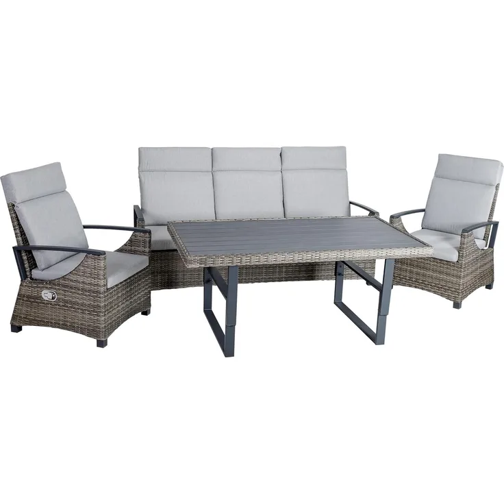 Greemotion Lounge-Set 'Antigua' mit verstellbarer Rückenlehne 4-teilig, Polyester,Kunststoff