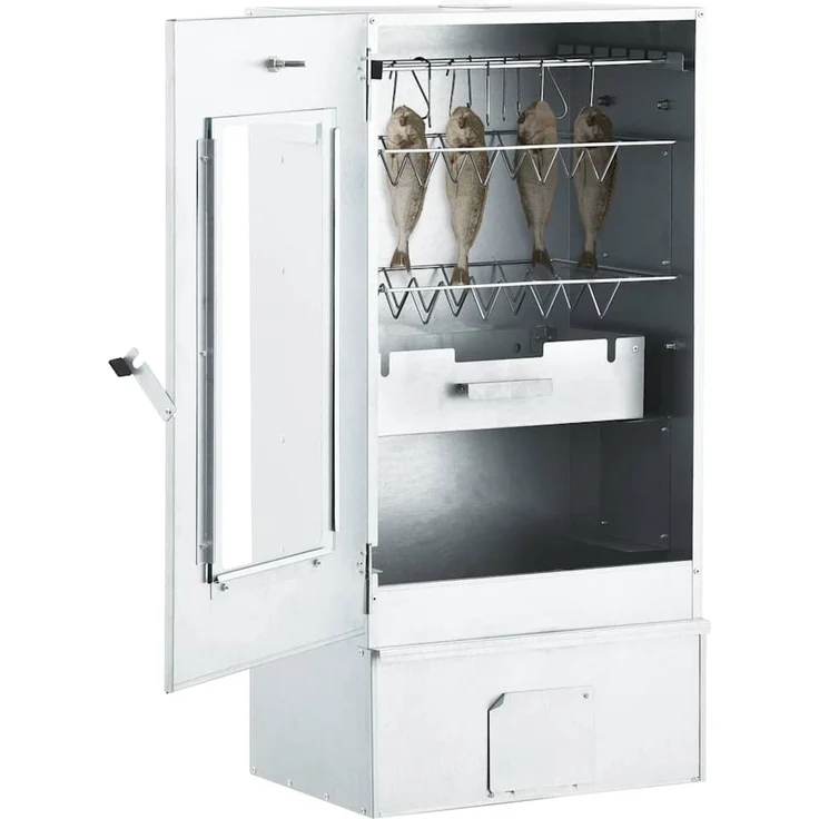 vidaXL Räucherofen mit Kaltrauchgenerator, Verzinkter Stahl, 44,5 x 29 x 83 cm, 15.28 kg, mit Glasfenster – Bild 2
