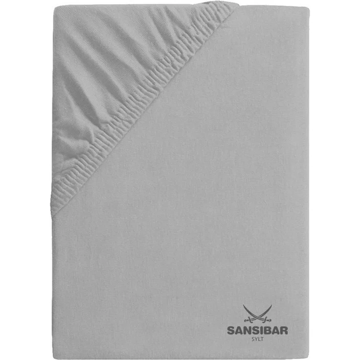 Sansibar Sylt Spannbettlaken Spannbettlaken SANSIBAR Jersey BL 180x200 cm grau Spannbetttuch – Bild 1