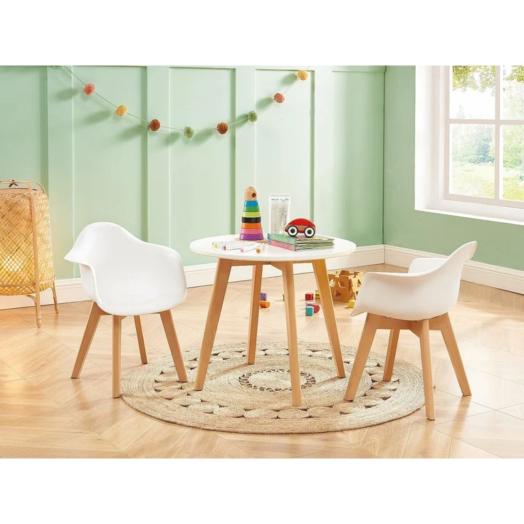 Vente-unique - LOULOUNE Essgruppe PlastikHolz, Platte BeigeWeiß - B 60 cm x H 51 cm x L 60 cm – Bild 5