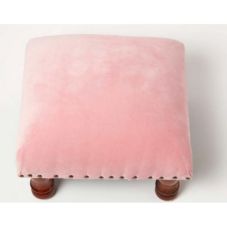 Homescapes Fußhocker Samthocker Mable – rosa mit Holzbeinen, 40 x 40 x 25 cm – Bild 3