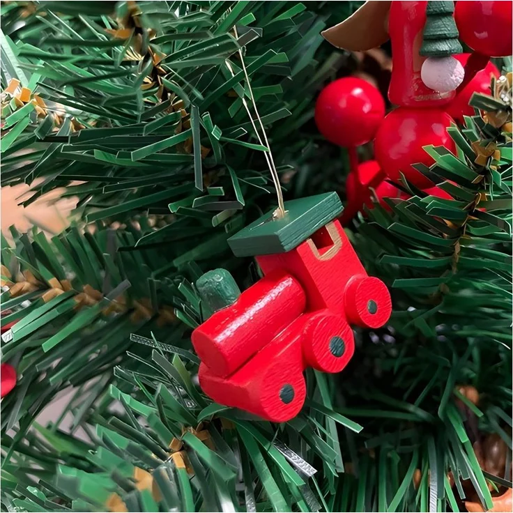 Ruhhy Weihnachtsbaumkugel Holzanhänger Weihnachtsdeko Weihnachts Anhänger (30 St), Leicht, bruchsicher, 30-teilig, verschiedene Weihnachtsmotive – Bild 3