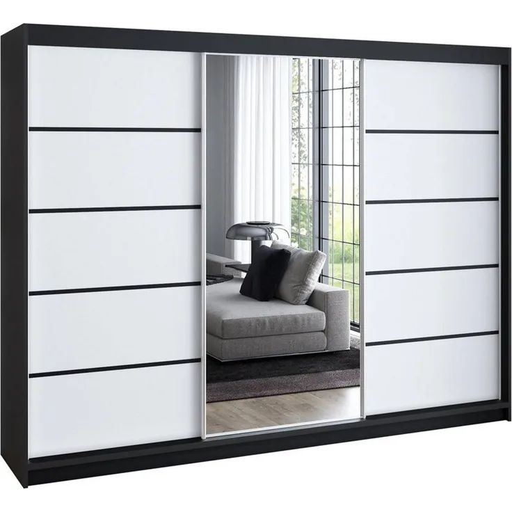 A&J MöbelLand GmbH Schiebetürenschrank VILUNO Moderner 3-türiger Kleiderschrank mit Spiegel (TOP ANGEBOT! Geräumiger Schrank mit einer Breite von 200 cm ideal zur Aufbewahrung von Kleidung und Accessoires. Wählen Sie das ideale Modell für Ihr Schlafzim...