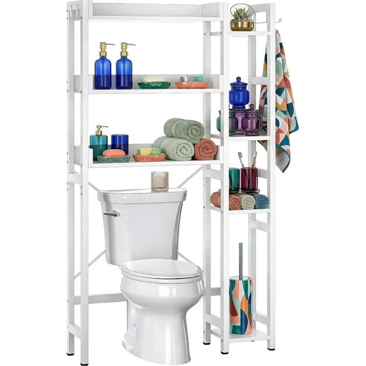 Relaxdays Toilettenregal 3 Ebenen mit Seitenablage