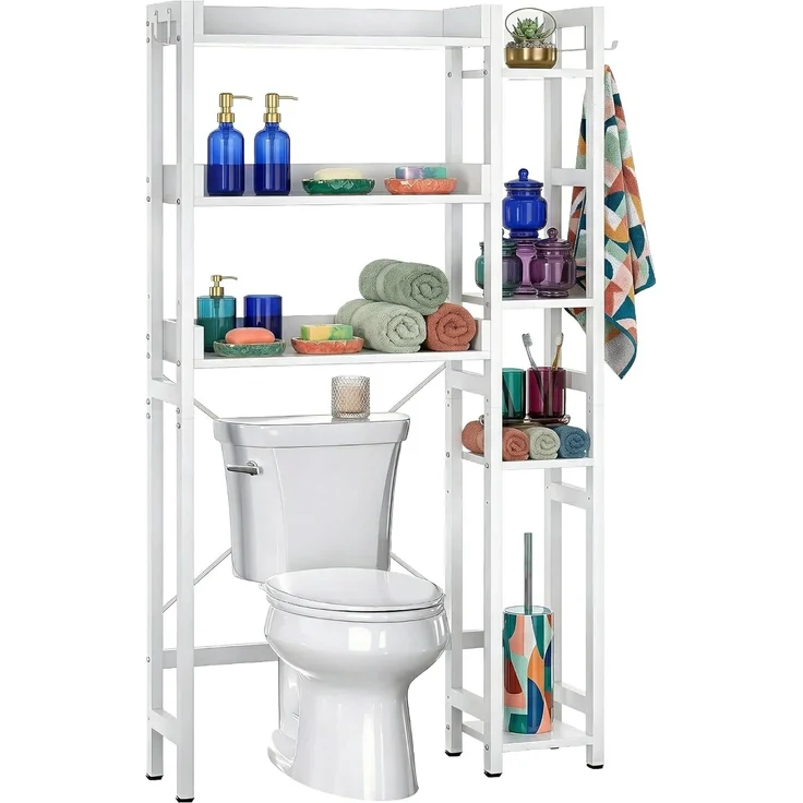 Relaxdays Toilettenregal 3 Ebenen mit Seitenablage – Bild 1