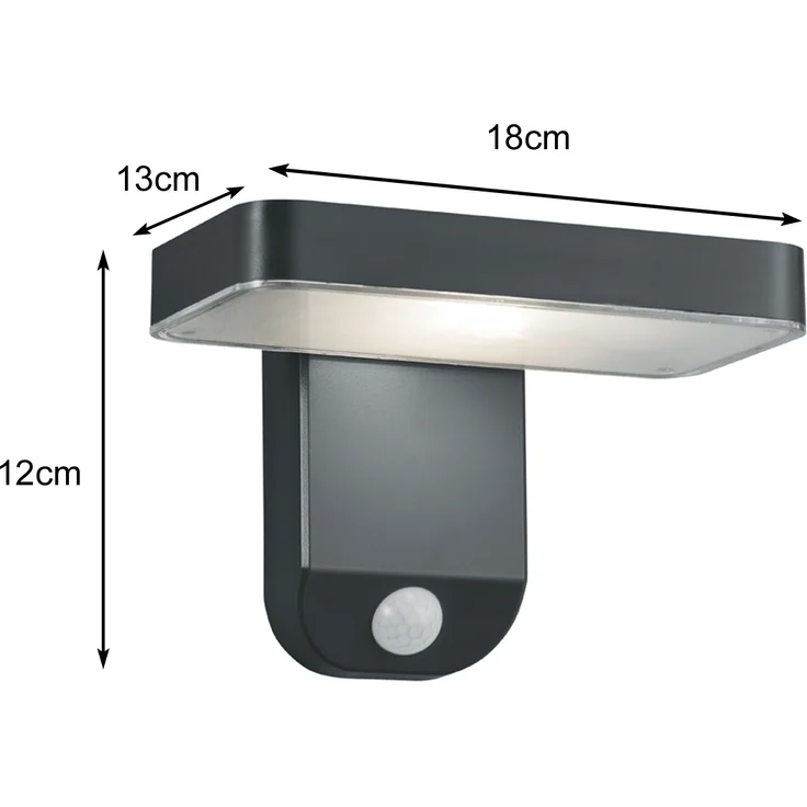 LED Solar Wandleuchte 2er Set Außenleuchten mit Bewegungsmelder in Anthrazit – Bild 4