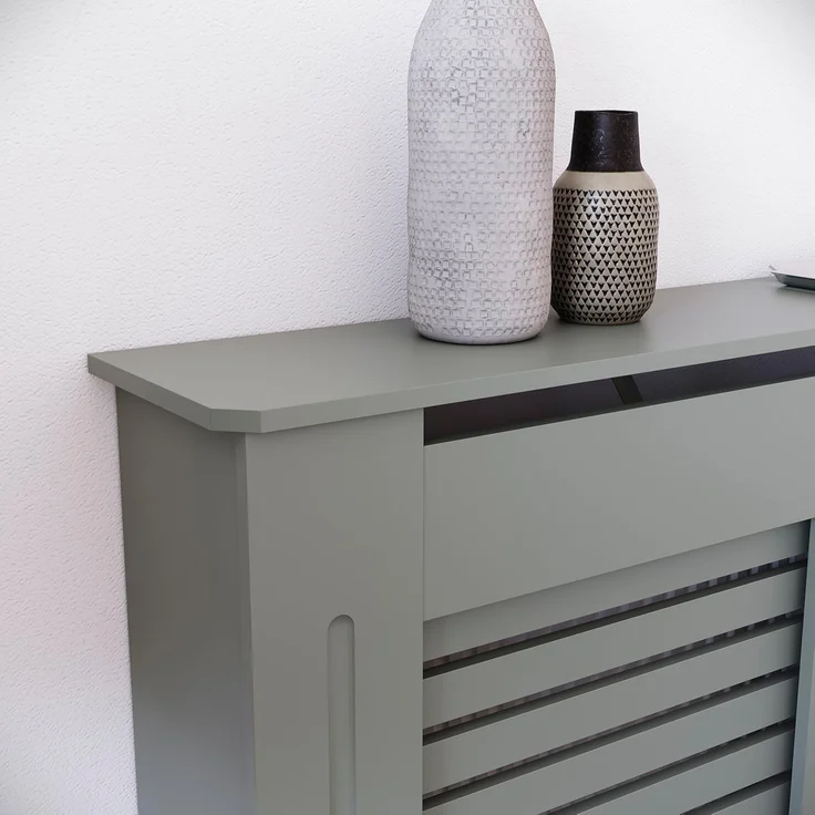 Vida Designs Milton Heizkörperabdeckung, traditionelle mitteldichte Faserplatte, grau lackierter Schrank, mittelgroß – Bild 3