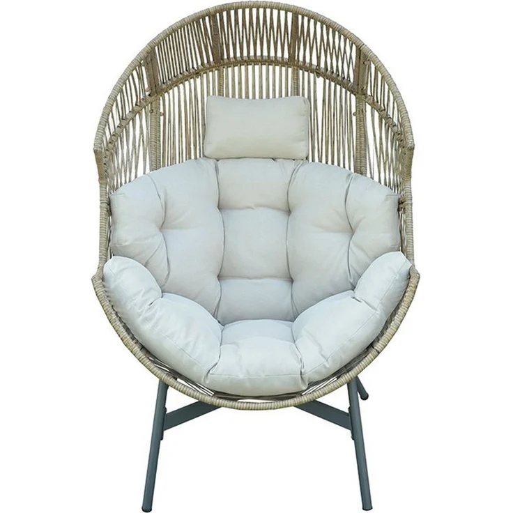 acamp Loungesessel Outdoor Sessel Geflecht Outdoor mit Kissen wetterfest Garten (gepolsterte Sitz und Rückenkissen abnehmbar wasserabweisend), Kunststoff Geflecht in Flechtoptik mit rostgeschütztem Gestell