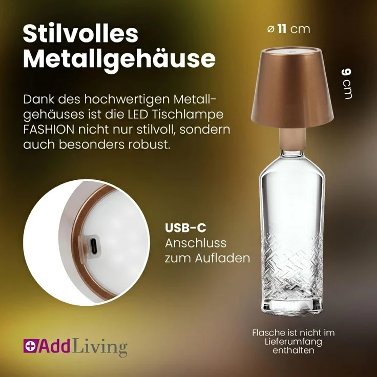 AddLiving LED Flaschenleuchte Bronze – Bild 7