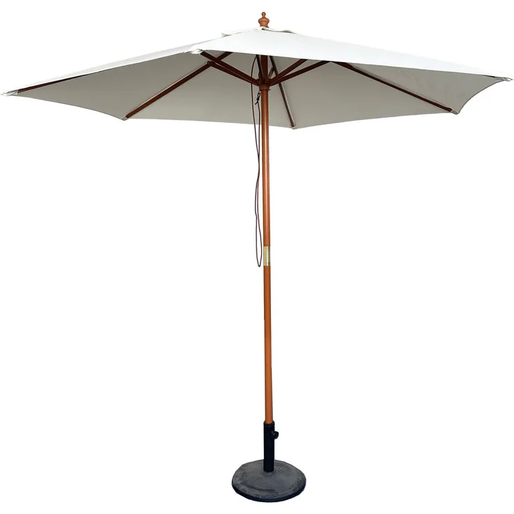 Sonnenschirm Ø 2,5m Schirm Marktschirm Gartenschirm Holzgestell UV15 beige