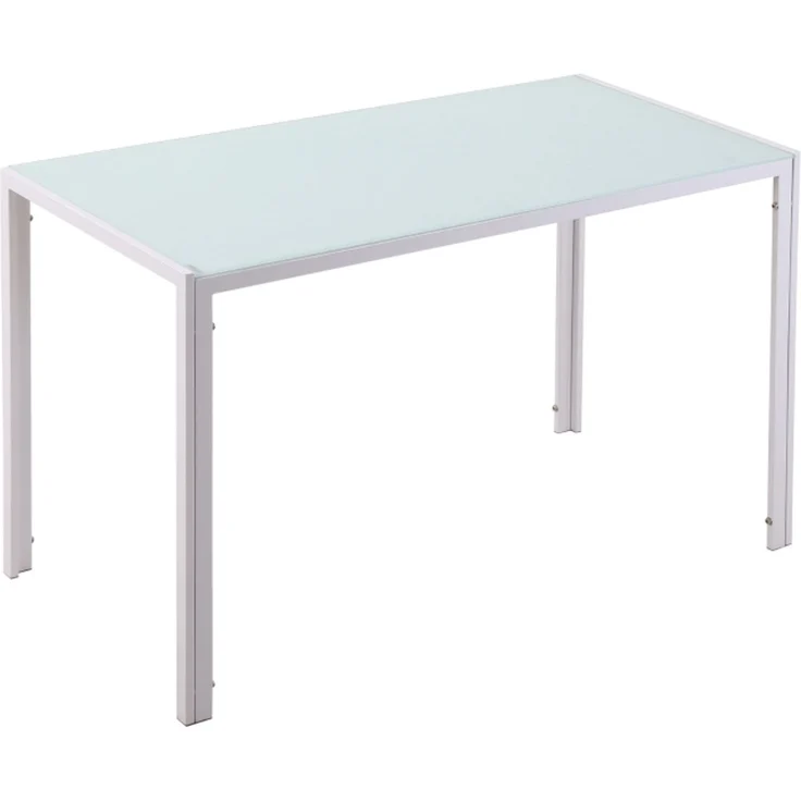 Esstisch 120 x 60 x 75 cm, rechteckig, gehärtetes Glas & Metallgestell, Weiß – Bild 6
