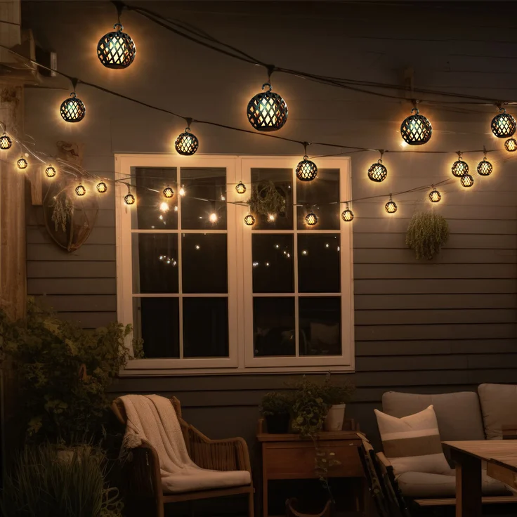 LED Solar Lichterkette, 16x Kugel, Flammen-Effekt, L 200 cm – Bild 7