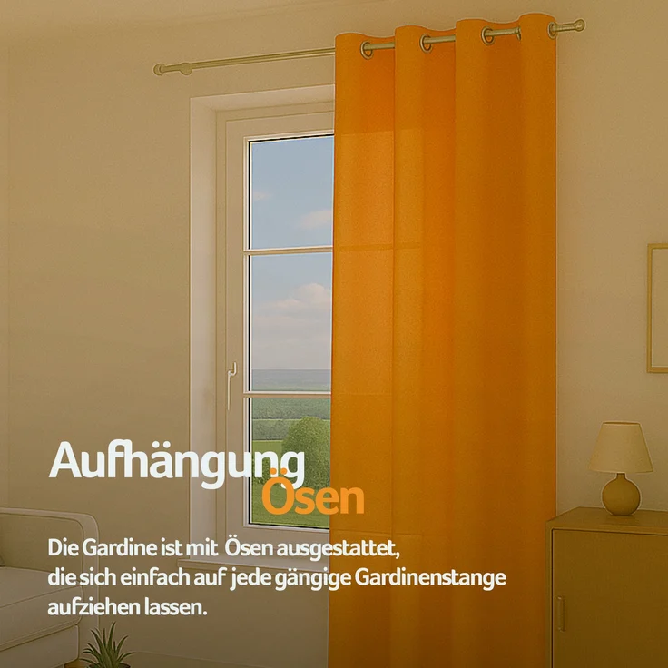 Bestlivings Blickdichte, Gardine mit Ösen, in vielen Größen und Farben Hellorange 140x245 cm – Bild 6