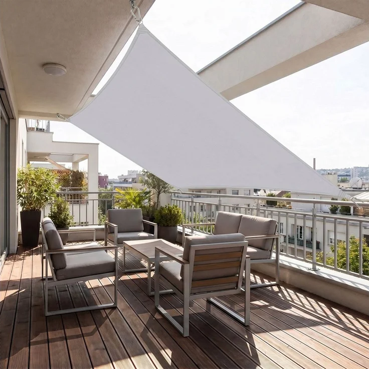 SUNULA Sonnensegel Balkon 160g/m² Polyester UV Schutz Sonnenschutz Terrasse Garten, Rechteckig, Hellgrau 2 x 3 m – Bild 2