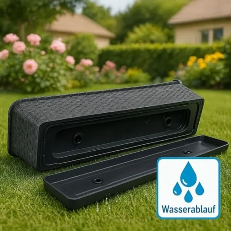 BigDean Blumenkasten mit abnehmbarem Untersetzer Anthrazit 80 cm lang - Balkonkasten (Set, 3 St, Blumenkasten + Untersetzer), Erhöte Ablauflöcher, Stilvoll, Wetterfest, Moderne Optik – Bild 6