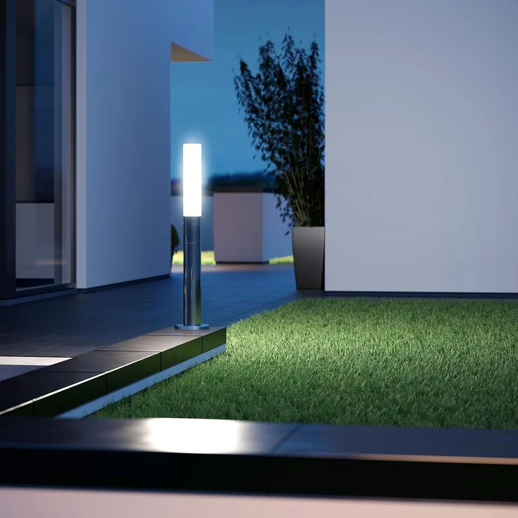 LED-Wegeleuchte GL 60 S, 360° Bewegungsmelder, Edelstahlgehäuse, 9,78 W, 3000 K, Garten-Pollerleuchte, E27-Fassung – Bild 2
