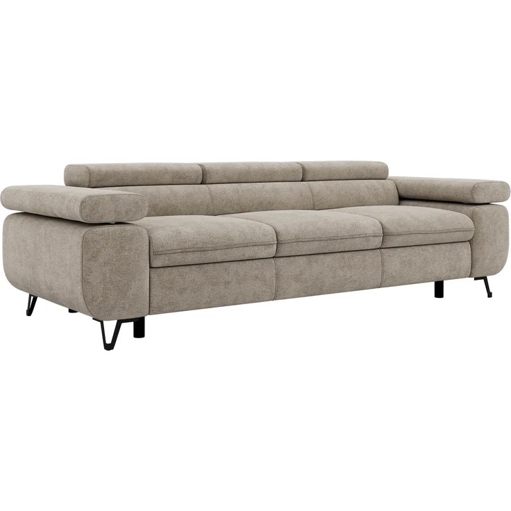 3-Sitzer Polstersofa PETER, verstellbaren Armlehnen und Kopfstütze, breite 262 cm, Gepolsterte Couch, Wellenfeder - Beige Struktur – Bild 6