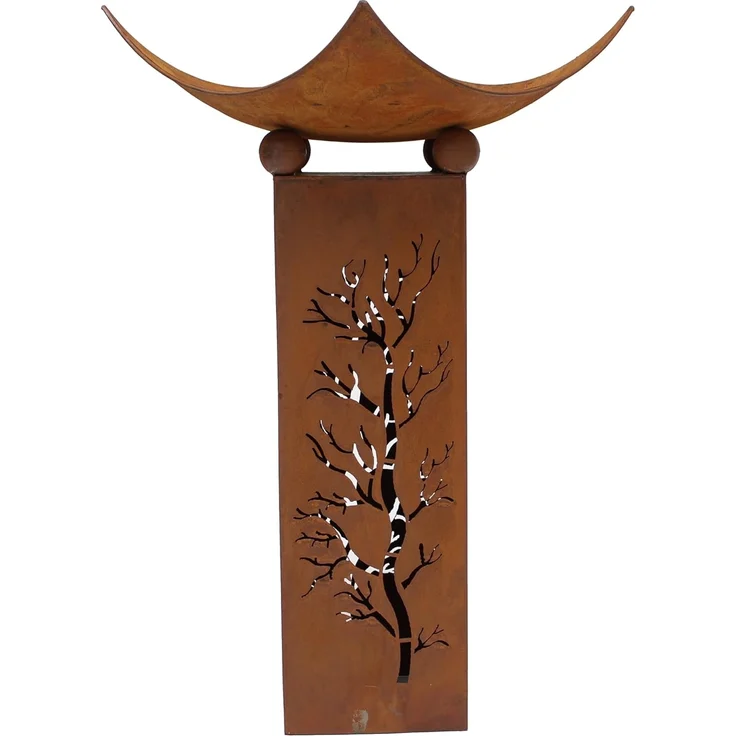 Feuerschale Säule, Metall Rostoptik, 40 x 40 x 75 cm – Bild 1
