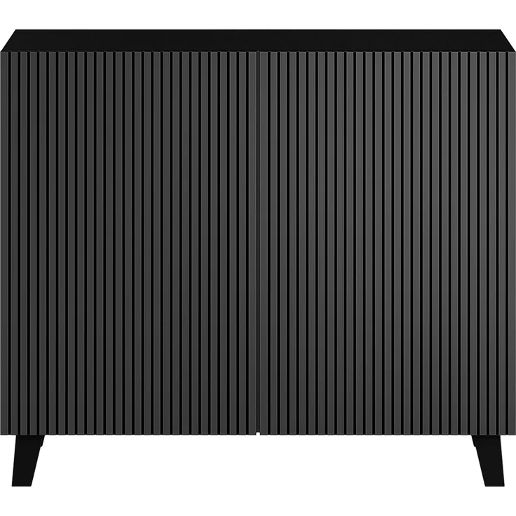 Bellamio 'Tana' Kommode, schwarz mit geriffelter Front, 85x40x92 cm, Sideboard mit 2 Türen und 4 Fächern – Bild 9