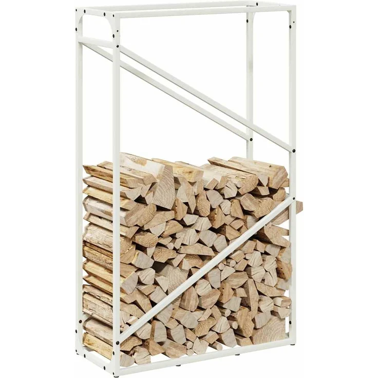 vidaXL Brennholzregal Weiß 60x25x100 cm Kaltgewalzter Stahl 864328 – Bild 3