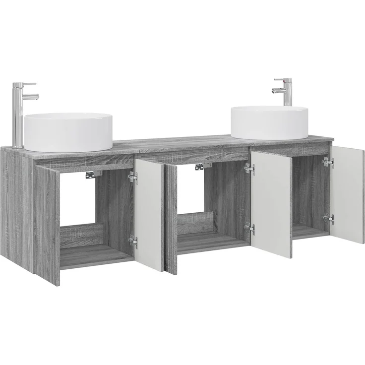 vidaXL Badezimmerschrank-Set 3 stk. Grau Sonoma 161,5 x 44,5 x 80 cm 3405733 – Bild 3